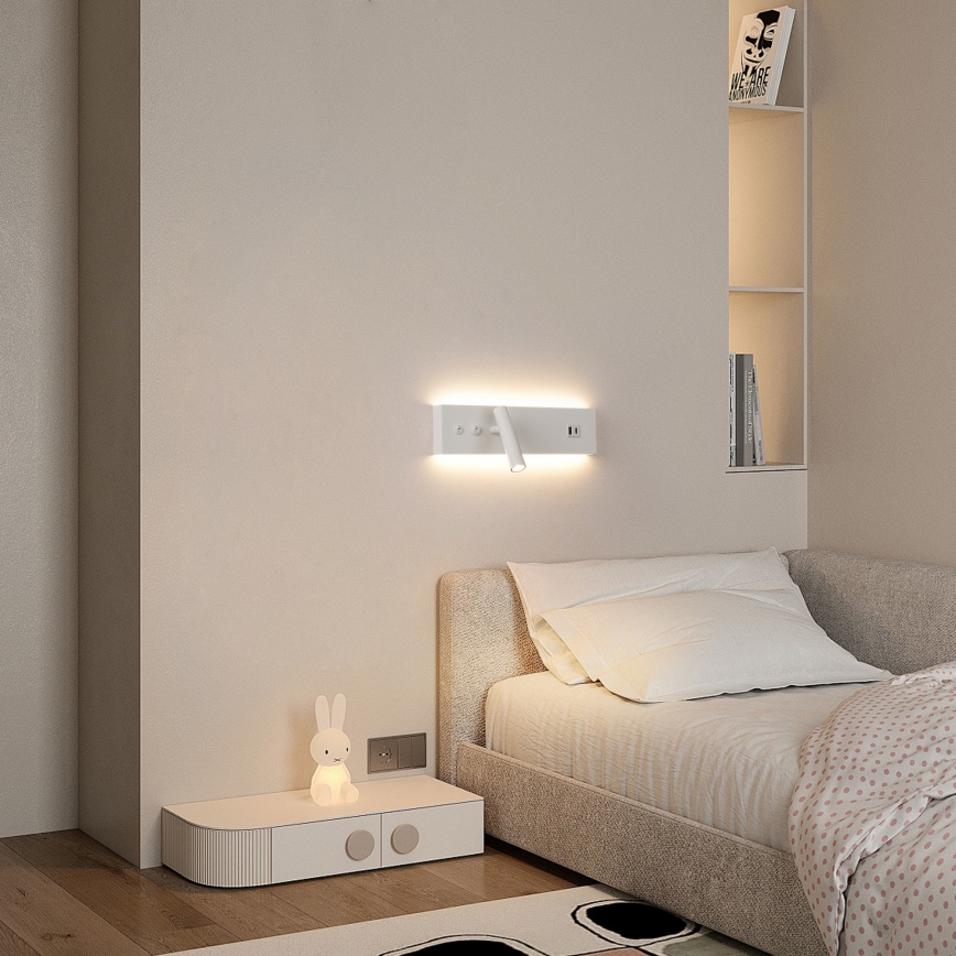 Brilagi - LED kinkiet punktowy z portem USB NOCTIS LED/3W/230V + LED/9W biały