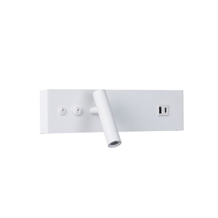 Brilagi - LED kinkiet punktowy z portem USB NOCTIS LED/3W/230V + LED/9W biały