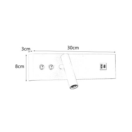 Brilagi - LED kinkiet punktowy z portem USB NOCTIS LED/3W/230V + LED/9W biały