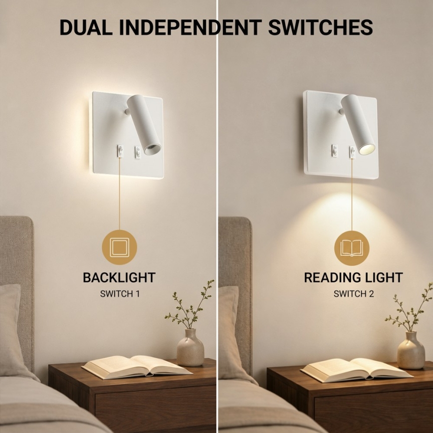 BRILAGI - LED kinkiet punktowy ZAYA DOUBLE LED/8W/230V + LED/3W biały