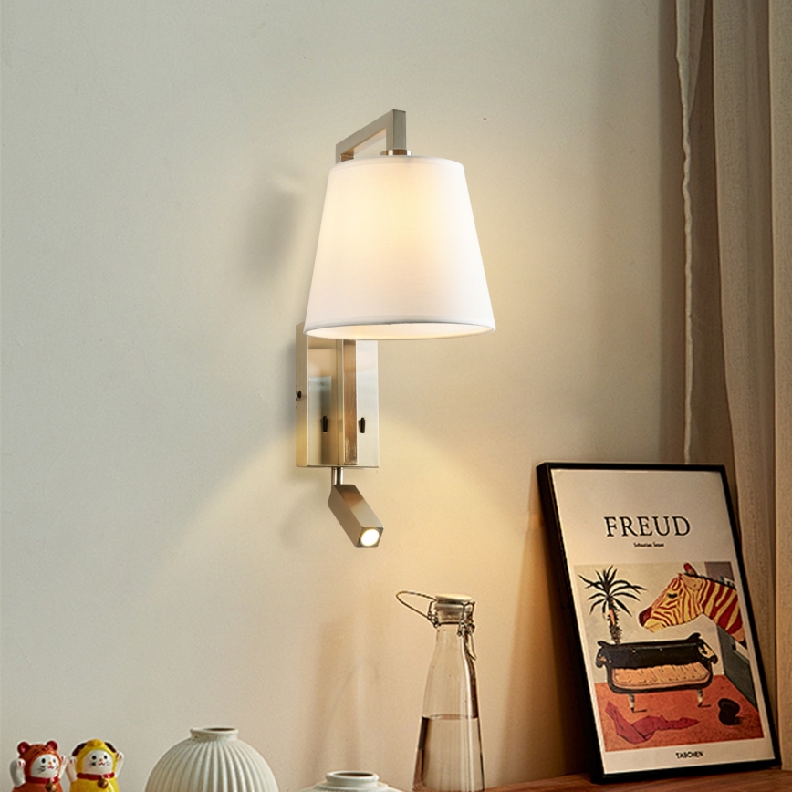 Brilagi - LED Kinkiet RAYA 1xE14/40W/230V + LED/3W biały/matowy chrom