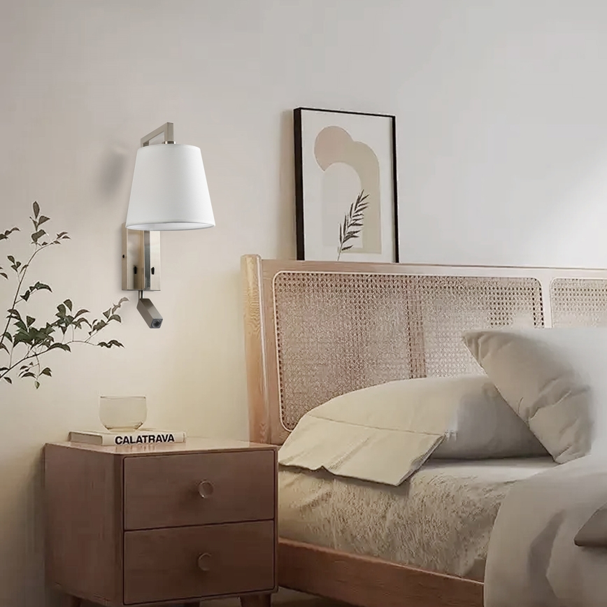 Brilagi - LED Kinkiet RAYA 1xE14/40W/230V + LED/3W biały/matowy chrom