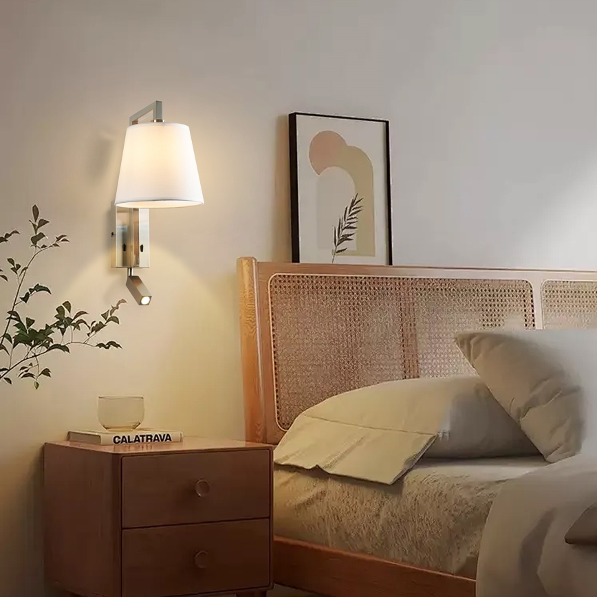 Brilagi - LED Kinkiet RAYA 1xE14/40W/230V + LED/3W biały/matowy chrom