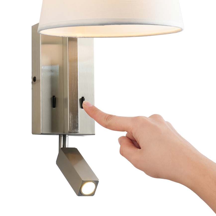 Brilagi - LED Kinkiet RAYA 1xE14/40W/230V + LED/3W biały/matowy chrom