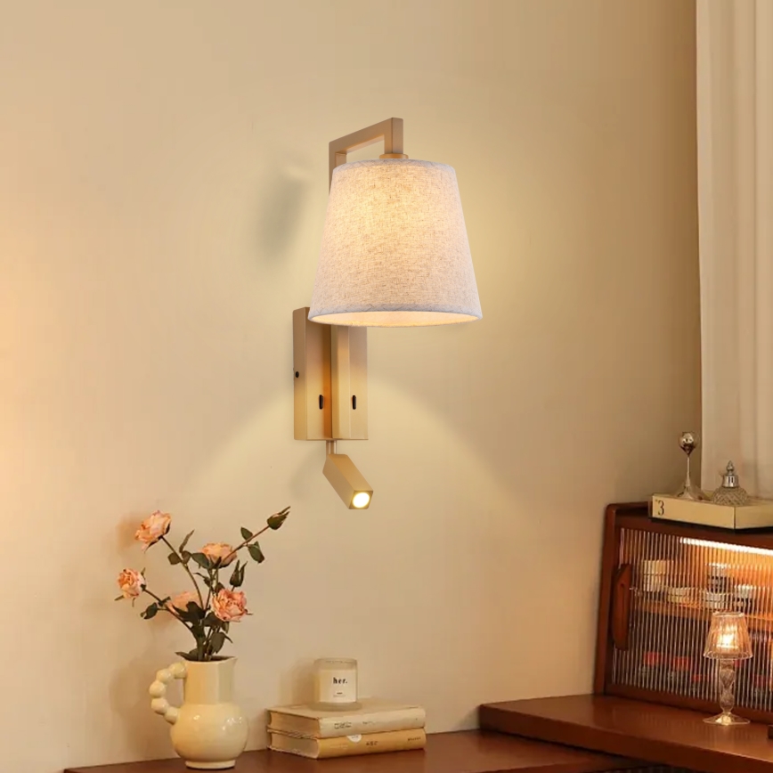 Brilagi - LED Kinkiet RAYA 1xE14/40W/230V + LED/3W len/beżowy