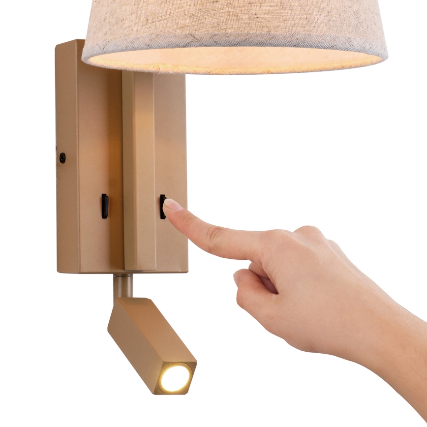Brilagi - LED Kinkiet RAYA 1xE14/40W/230V + LED/3W len/beżowy