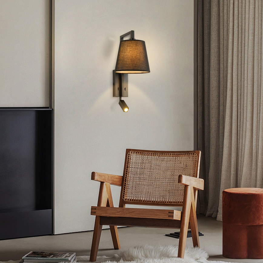 Brilagi - LED Kinkiet RAYAS 1xE14/40W/230V + LED/3W czarny