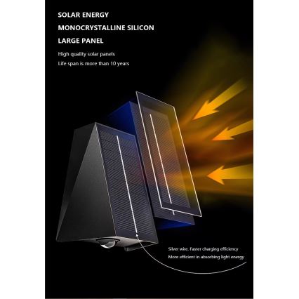 Brilagi - LED Kinkiet solarny PYRAMID LED/2W/3,2V 1300 mAh IP54