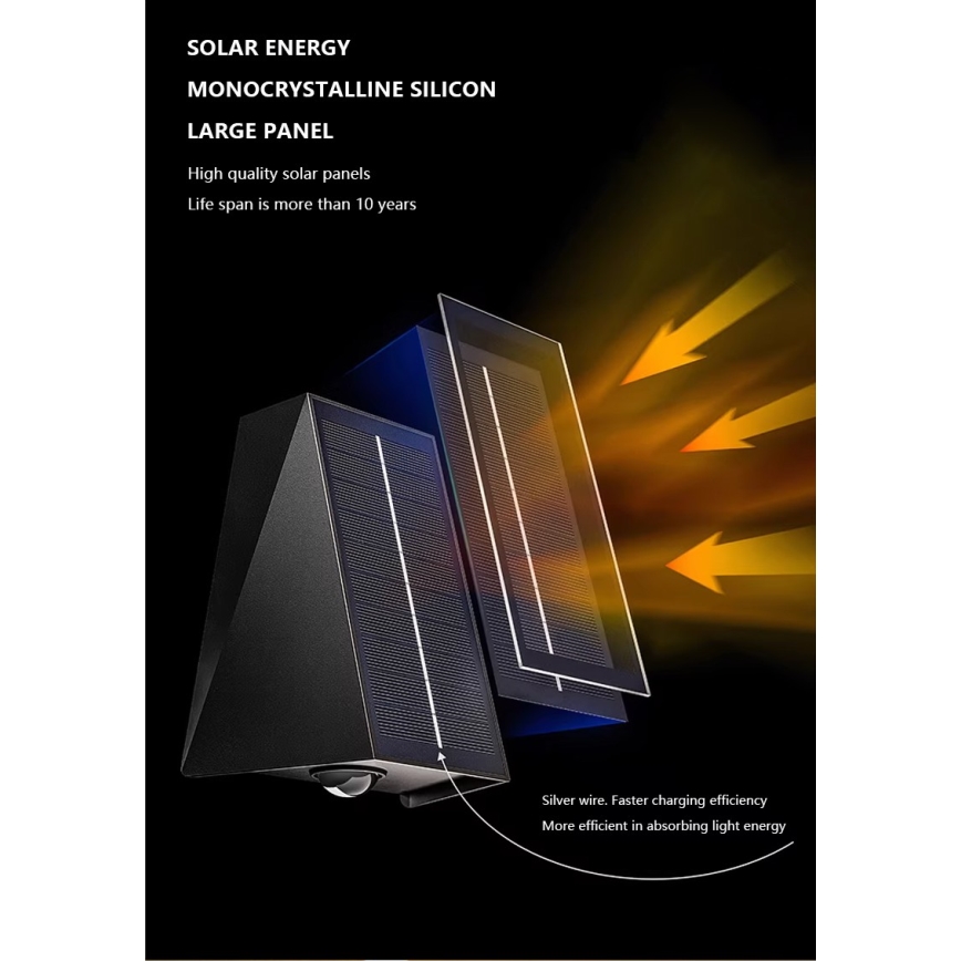 Brilagi - LED Kinkiet solarny PYRAMID LED/2W/3,2V 1300 mAh IP54