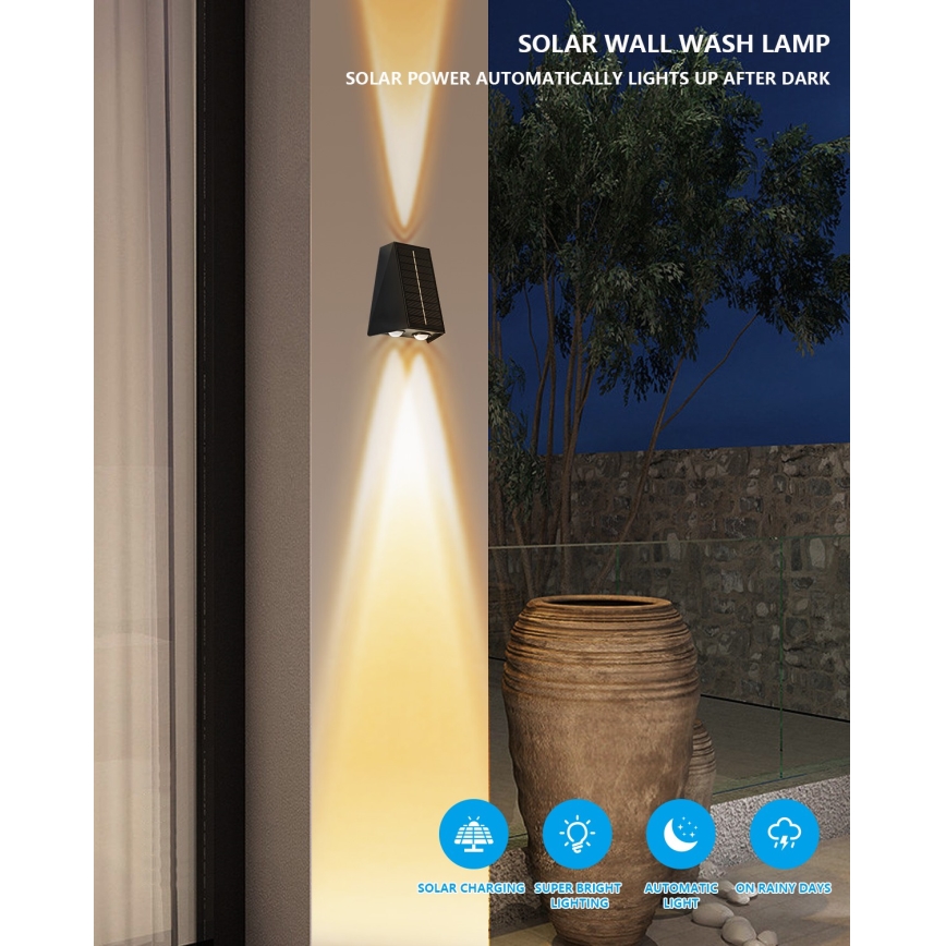 Brilagi - LED Kinkiet solarny PYRAMID LED/2W/3,2V 1300 mAh IP54