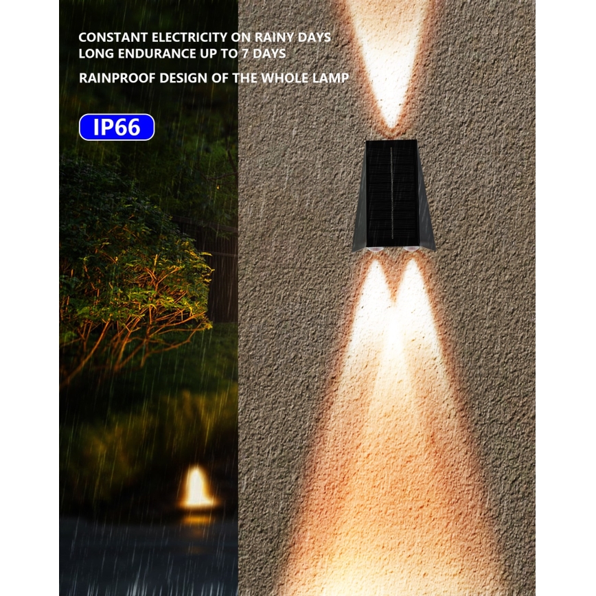 Brilagi - LED Kinkiet solarny PYRAMID LED/2W/3,2V 1300 mAh IP54
