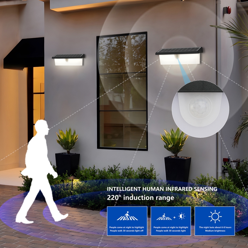 Brilagi - LED Kinkiet solarny z czujnikiem SŁOŃCE RAY LED/6W/3,7V 2200 mAh IP44