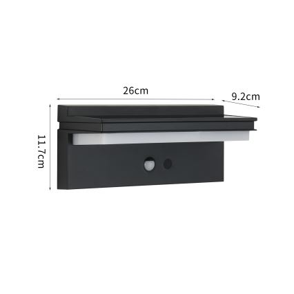 Brilagi - LED Kinkiet solarny z czujnikiem SŁOŃCE SENSE LED/10W/3,7V 4000 mAh IP44