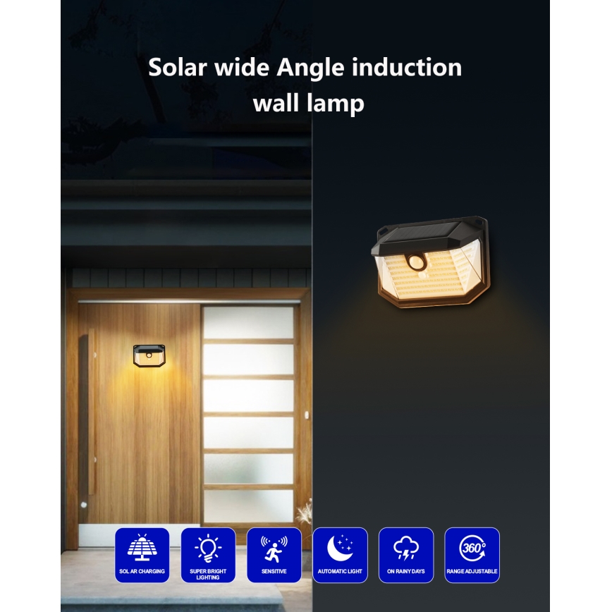 Brilagi - LED Kinkiet solarny z czujnikiem WALLIE LED/4W/5,5V 1200 mAh 3000K IP65