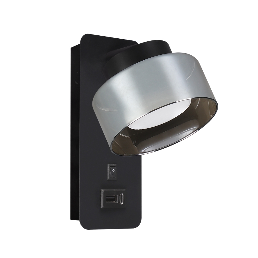 Brilagi - LED Kinkiet z portem USB AURA LUX 1xGX53/30W/230V czarny/przydymiony