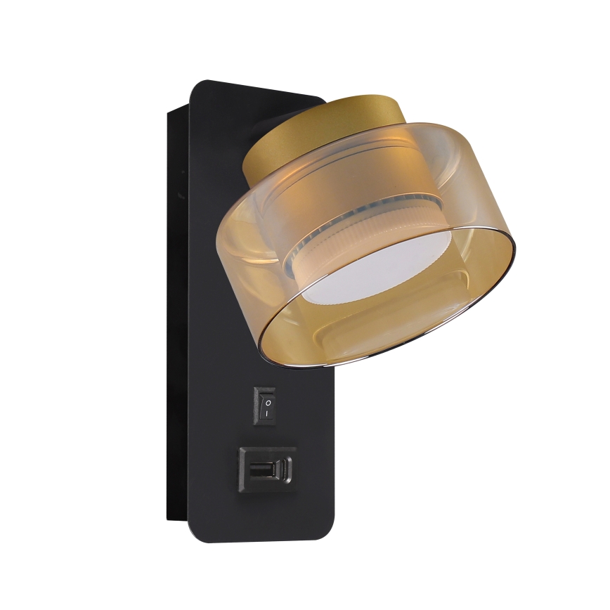 Brilagi - LED Kinkiet z portem USB AURA LUX 1xGX53/30W/230V czarny/złoty