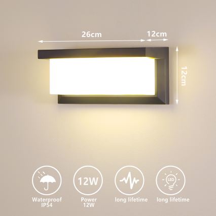 Brilagi - LED Kinkiet zewnętrzny BRICKY LED/12W/230V antracyt IP54