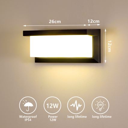 Brilagi - LED Kinkiet zewnętrzny BRICKY LED/12W/230V czarny IP54