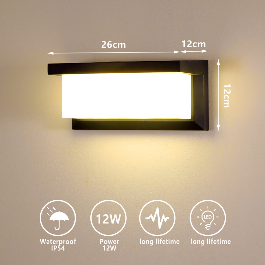 Brilagi - LED Kinkiet zewnętrzny BRICKY LED/12W/230V czarny IP54