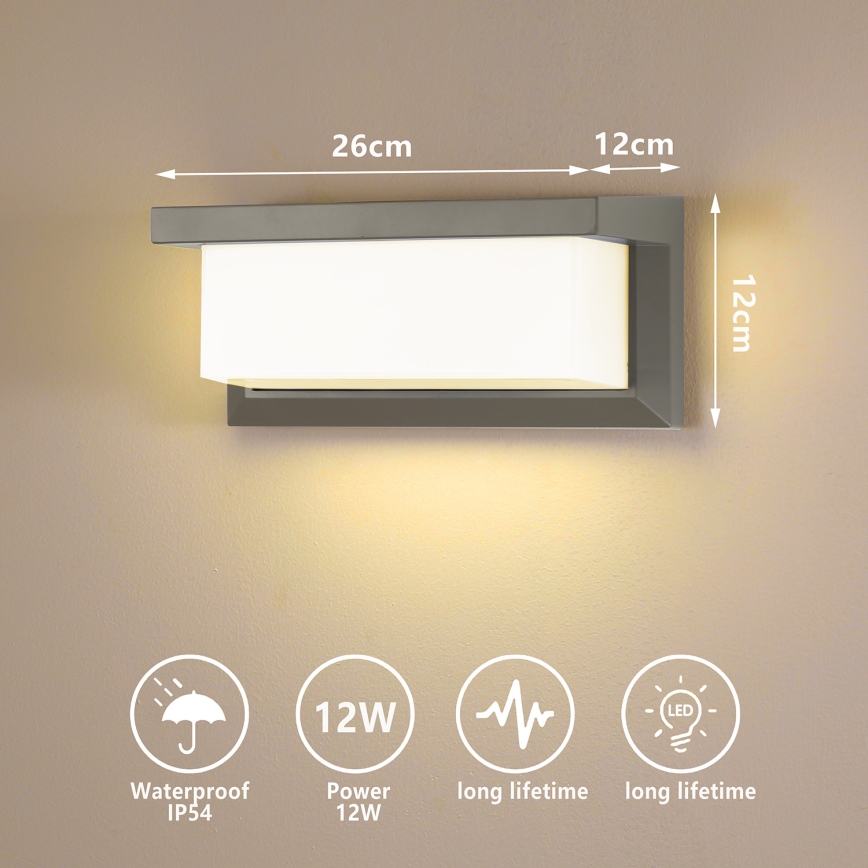 Brilagi - LED Kinkiet zewnętrzny BRICKY LED/12W/230V szary IP54