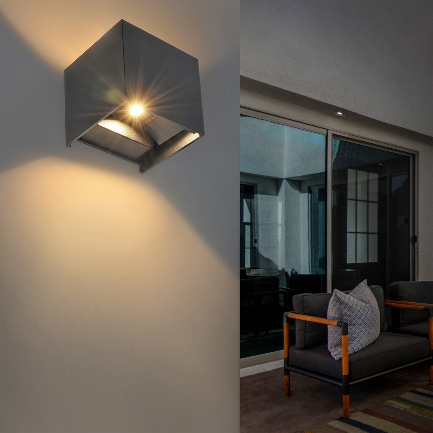Brilagi - LED Kinkiet zewnętrzny CUBE LED/6W/230V antracyt IP54