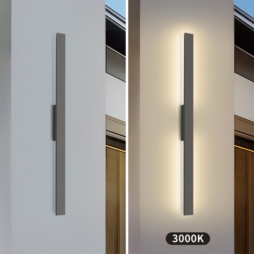 Brilagi - Zewnętrzny kinkiet LED LUNA, 24W, 230V, 3000K, IP65, 100 cm, antracyt, CRI 90