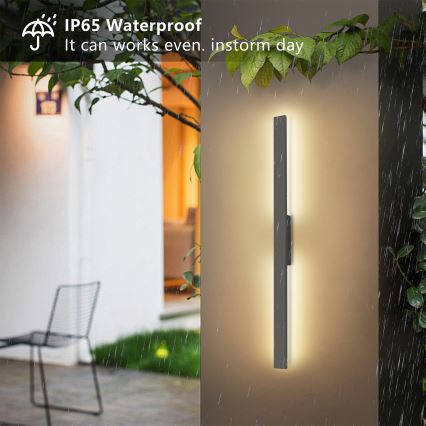 Brilagi - Zewnętrzny kinkiet LED LUNA, 24W, 230V, 3000K, IP65, 100 cm, antracyt, CRI 90