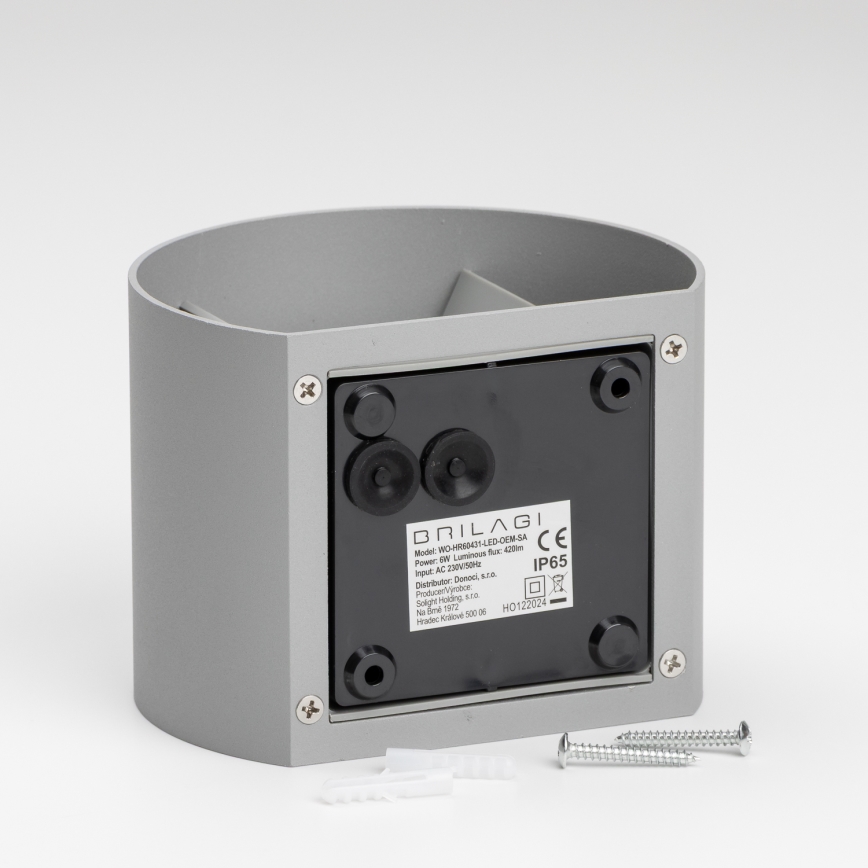 Brilagi - LED Kinkiet zewnętrzny RONDO LED/6W/230V szary IP54