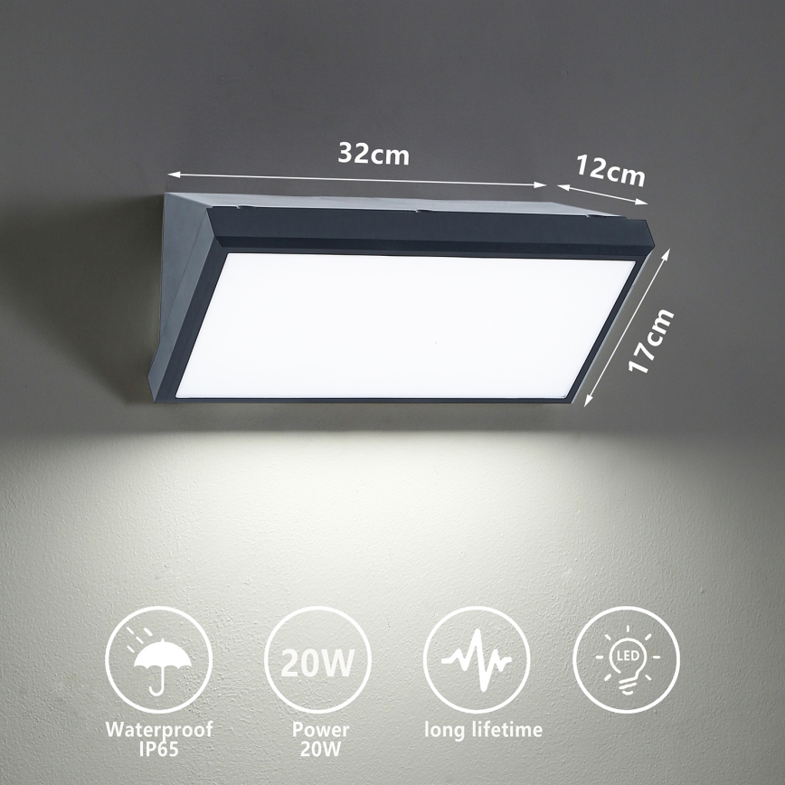Brilagi - LED Kinkiet zewnętrzny TRIANGLE LED/20W/230V antracyt IP65