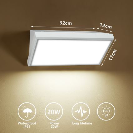 Brilagi - LED Kinkiet zewnętrzny TRIANGLE LED/20W/230V biały IP65
