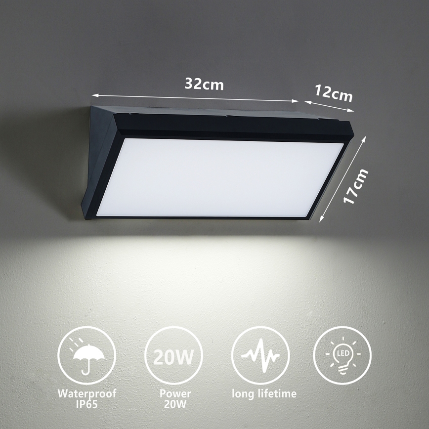 Brilagi - LED Kinkiet zewnętrzny TRIANGLE LED/20W/230V czarny IP65