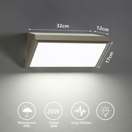 Brilagi - LED Kinkiet zewnętrzny TRIANGLE LED/20W/230V szary IP65