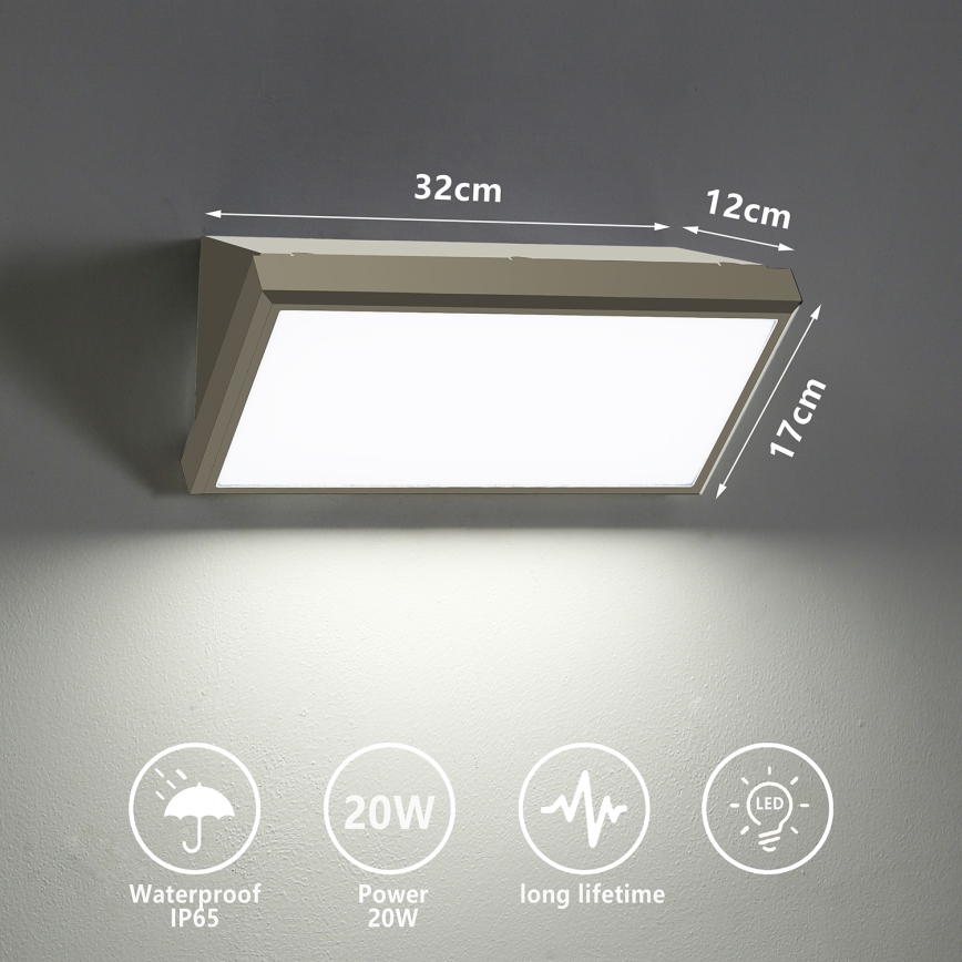 Brilagi - LED Kinkiet zewnętrzny TRIANGLE LED/20W/230V szary IP65