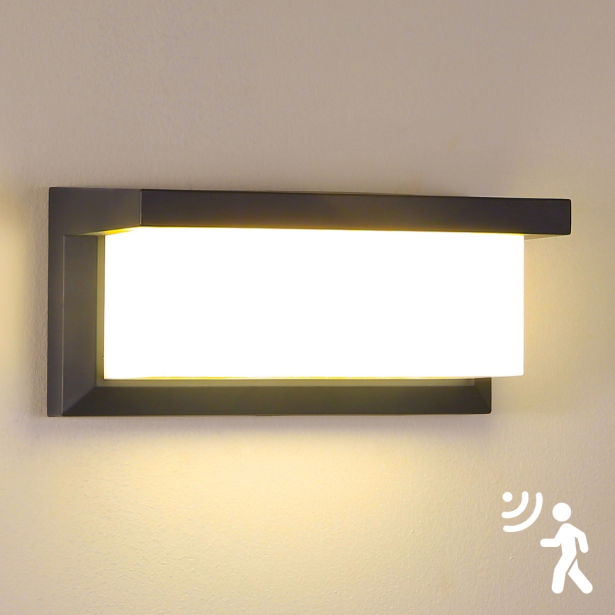 Brilagi - LED Kinkiet zewnętrzny z czujnikiem BRICKY LED/12W/230V antracyt IP54