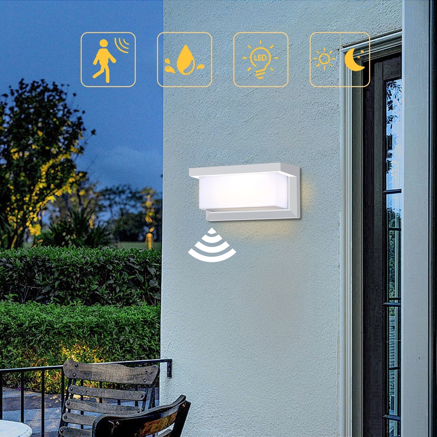 Brilagi - LED Kinkiet zewnętrzny z czujnikiem BRICKY LED/12W/230V biały IP54