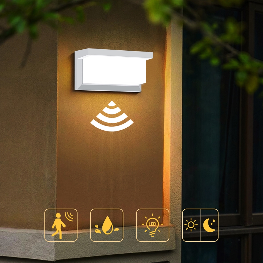 Brilagi - LED Kinkiet zewnętrzny z czujnikiem BRICKY LED/12W/230V biały IP54