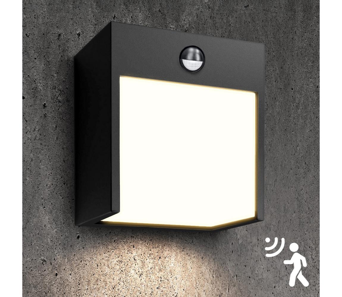 Brilagi-LED Kinkiet zewnętrzny z czujnikiem TERNI LED/12W/230V czarny IP44