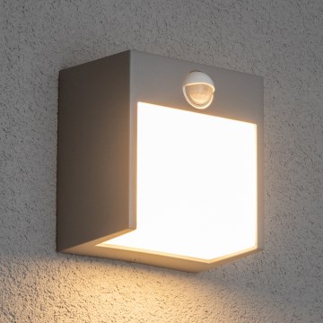 Brilagi - LED Kinkiet zewnętrzny z czujnikiem TERNI LED/12W/230V szary IP44