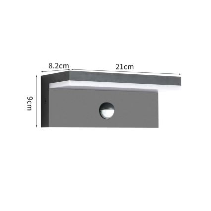 Brilagi - Zewnętrzny kinkiet LED z czujnikiem TESSI LED/10W/230V antracyt IP54