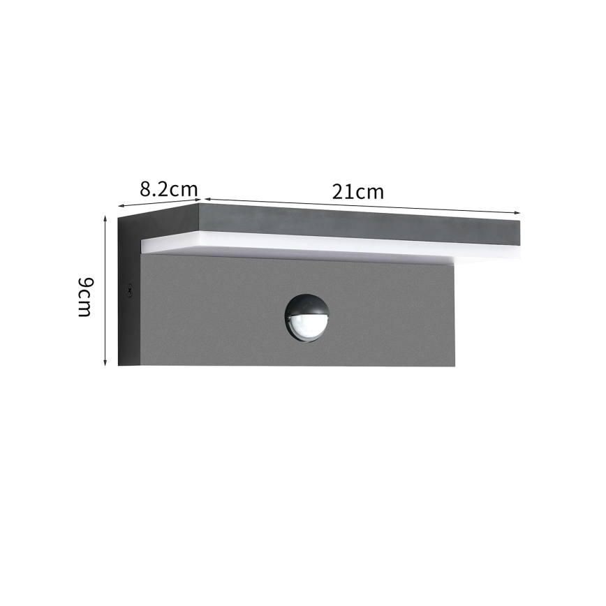 Brilagi - Zewnętrzny kinkiet LED z czujnikiem TESSI LED/10W/230V antracyt IP54