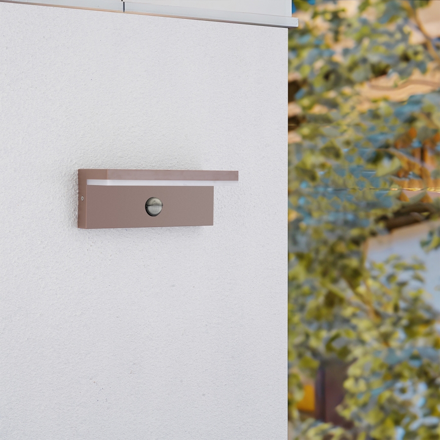 Brilagi - Zewnętrzna oprawa ścienna LED z czujnikiem TESSI LED/10W/230V brązowa IP54