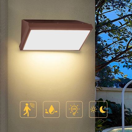Brilagi - LED zewnętrzny kinkiet z czujnikiem TRIANGLE LED/20W/230V brązowy IP65