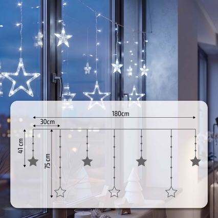 BRILAGI - LED Kurtyna bożonarodzeniowa 77xLED/3xAA/USB 1,8m chłodna biel