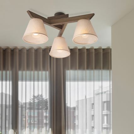 Brilagi - LED Plafon ANTHONY 3xE14/40W/230V dąb orzech/ beżowy