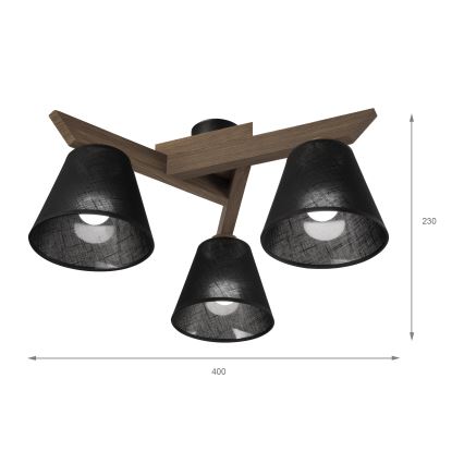 Brilagi - LED Plafon ANTHONY 3xE14/40W/230V dąb orzech/czarny