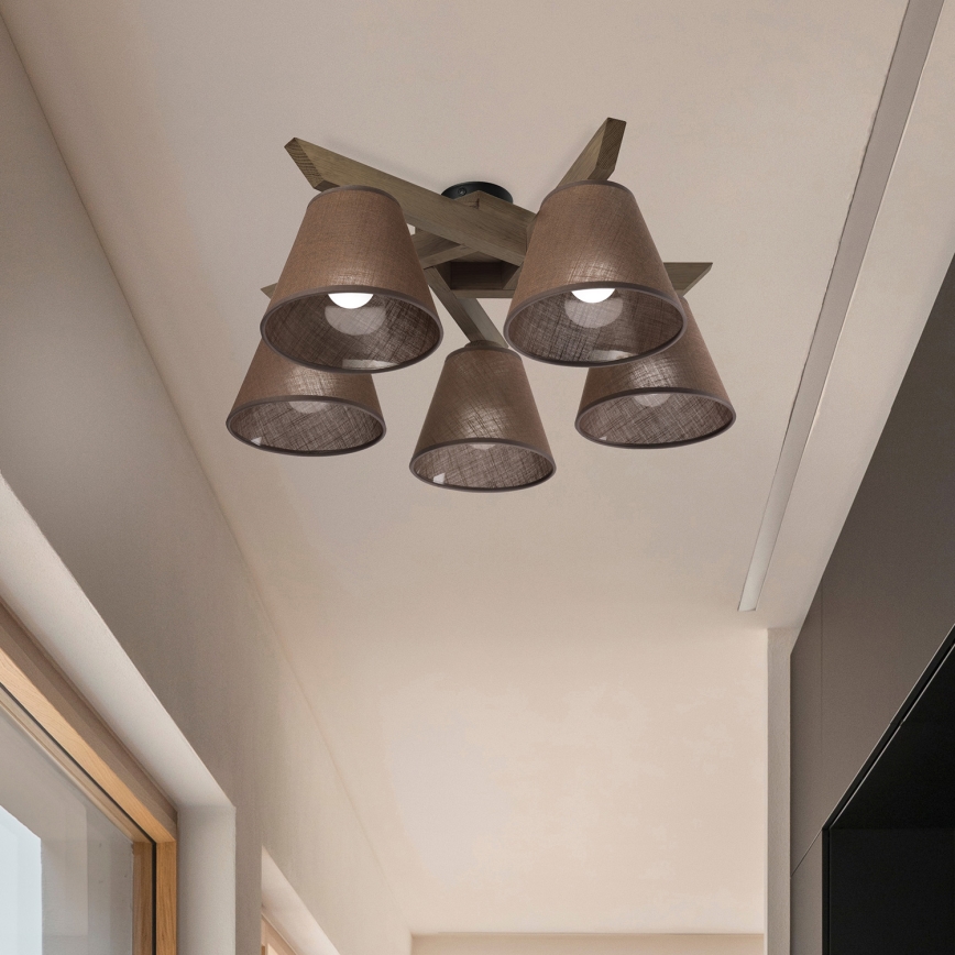 Brilagi - LED Plafon ANTHONY 5xE14/40W/230V dąb orzech/ciemny brąz