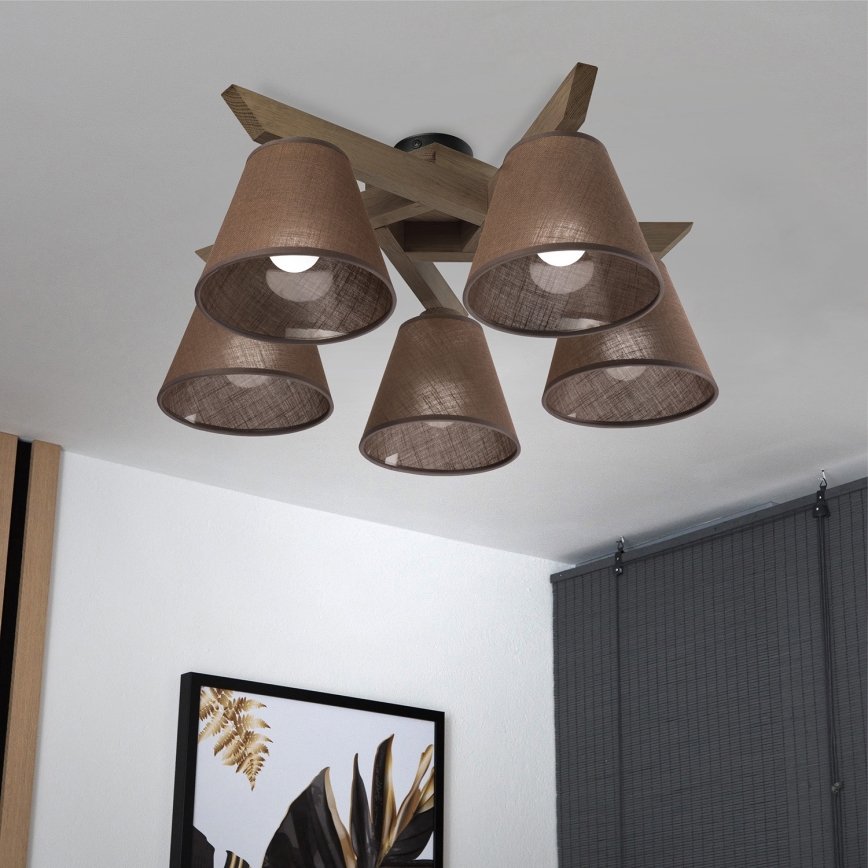 Brilagi - LED Plafon ANTHONY 5xE14/40W/230V dąb orzech/ciemny brąz