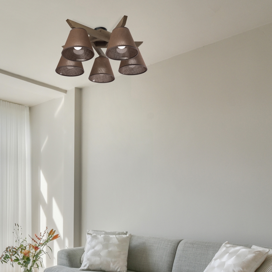 Brilagi - LED Plafon ANTHONY 5xE14/40W/230V dąb orzech/ciemny brąz