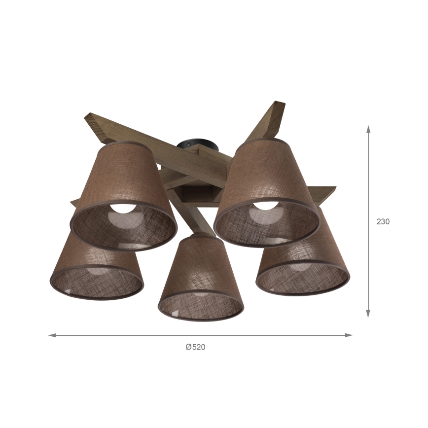 Brilagi - LED Plafon ANTHONY 5xE14/40W/230V dąb orzech/ciemny brąz