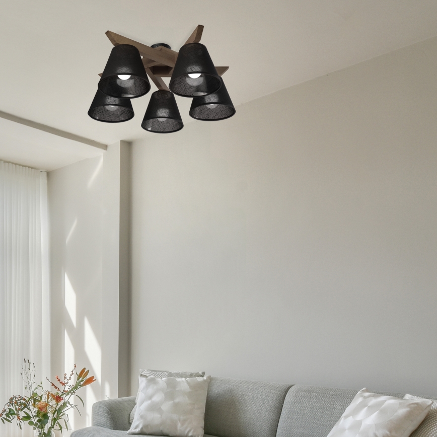 Brilagi - LED Plafon ANTHONY 5xE14/40W/230V dąb orzech/ czarny